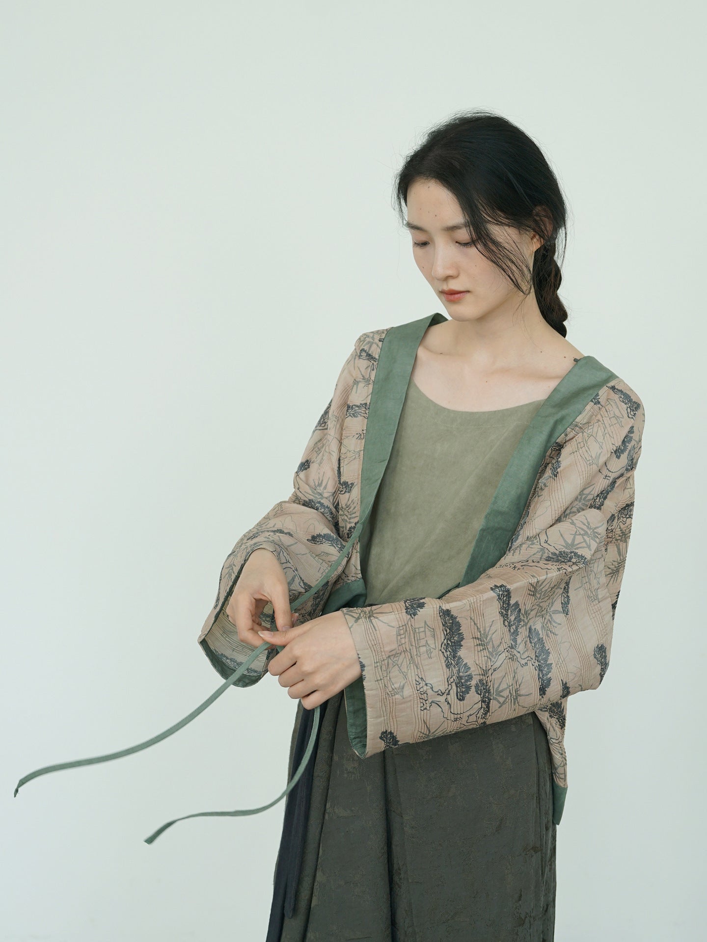 Green Pine Kimono Coat