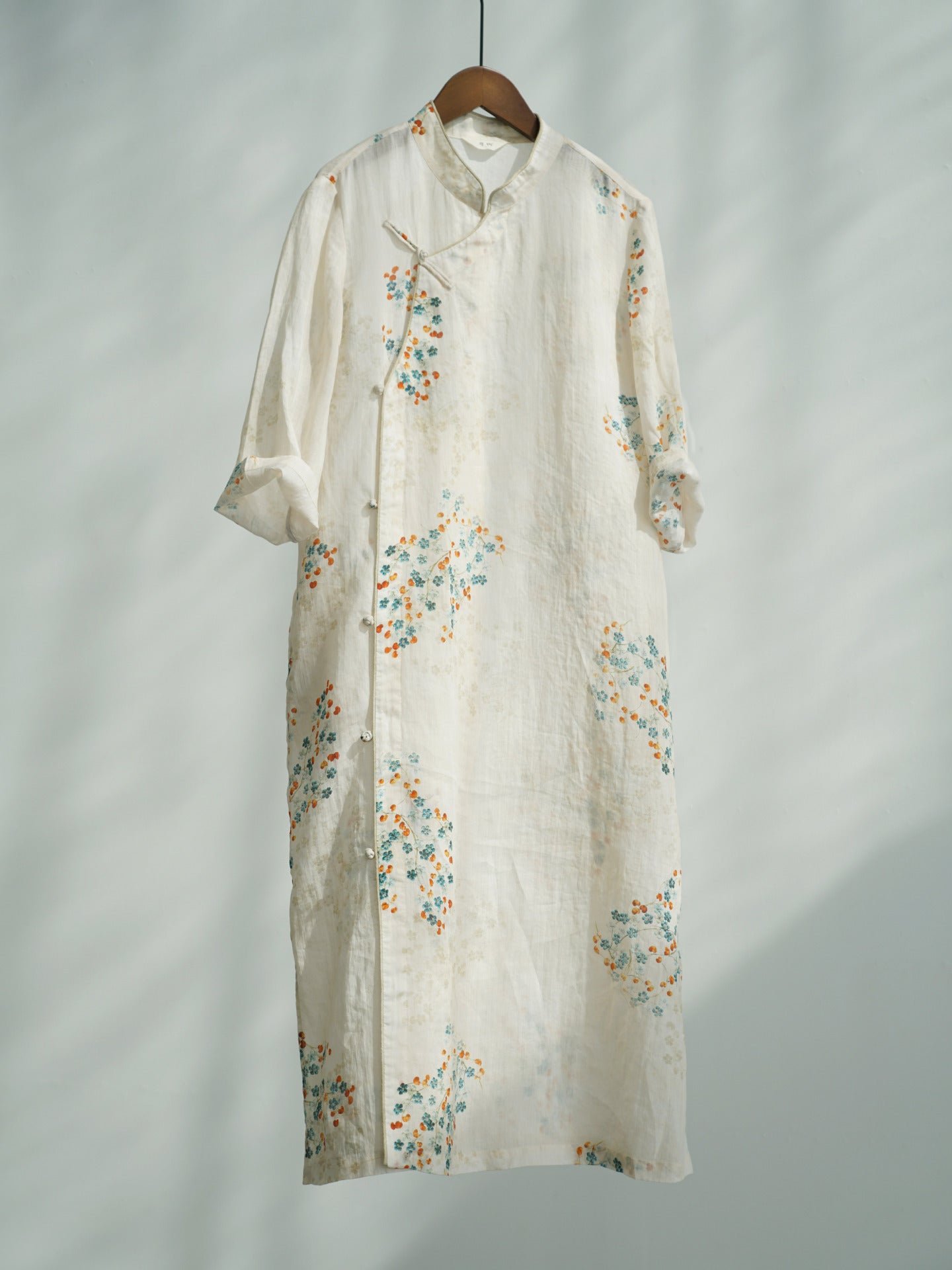 Little Floral Cheongsam Maxi Dress