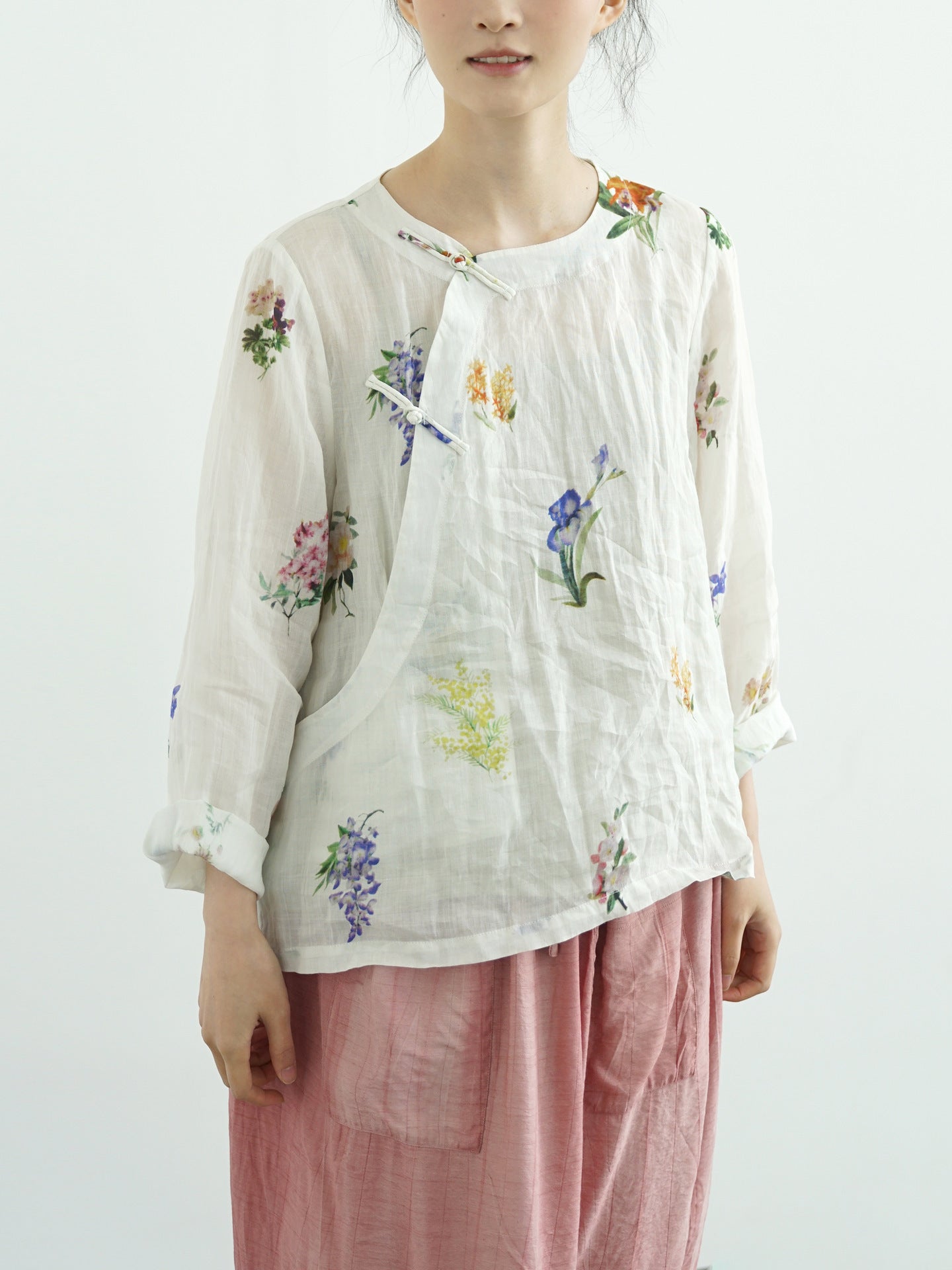 Multi Floral Cheongsam Qipao Top