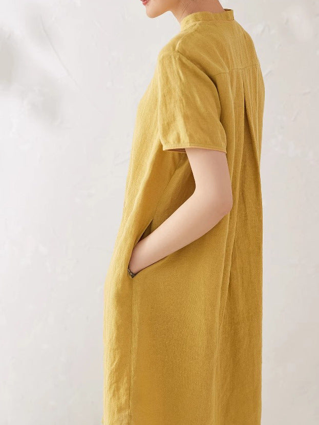 Mustard Yellow Cheongsam Dress
