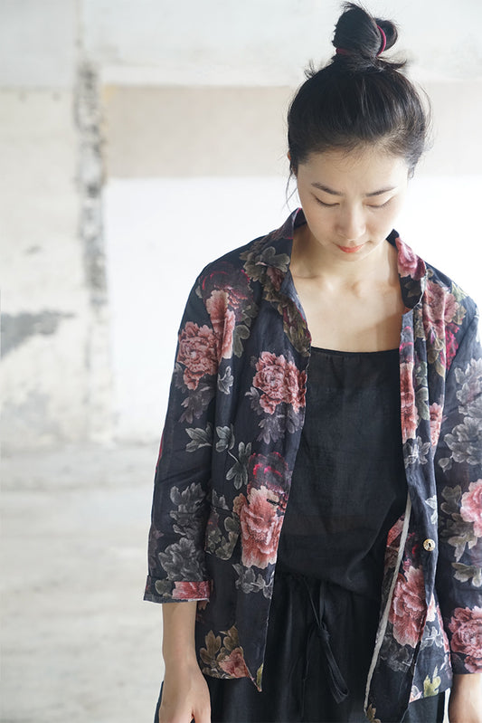 Peony Print Blazer