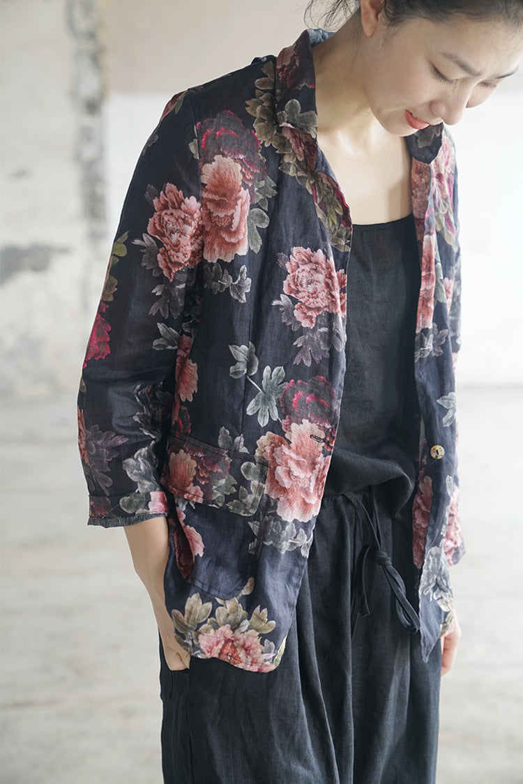 Peony Print Blazer