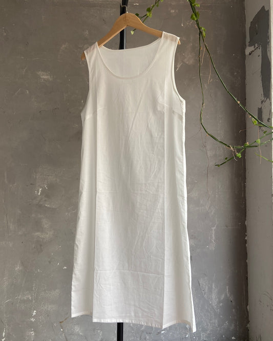 Long Cotton Inner Dress in White
