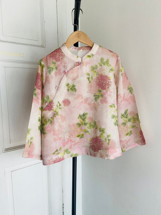 Pink Peony Cheongsam Qipao Top
