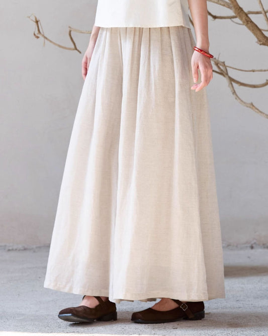 Ramie Skirt Pants in Beige