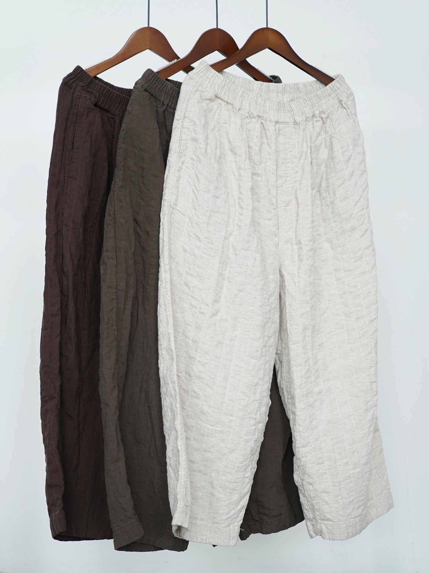 Washed Linen Long Pants in Dark Brown