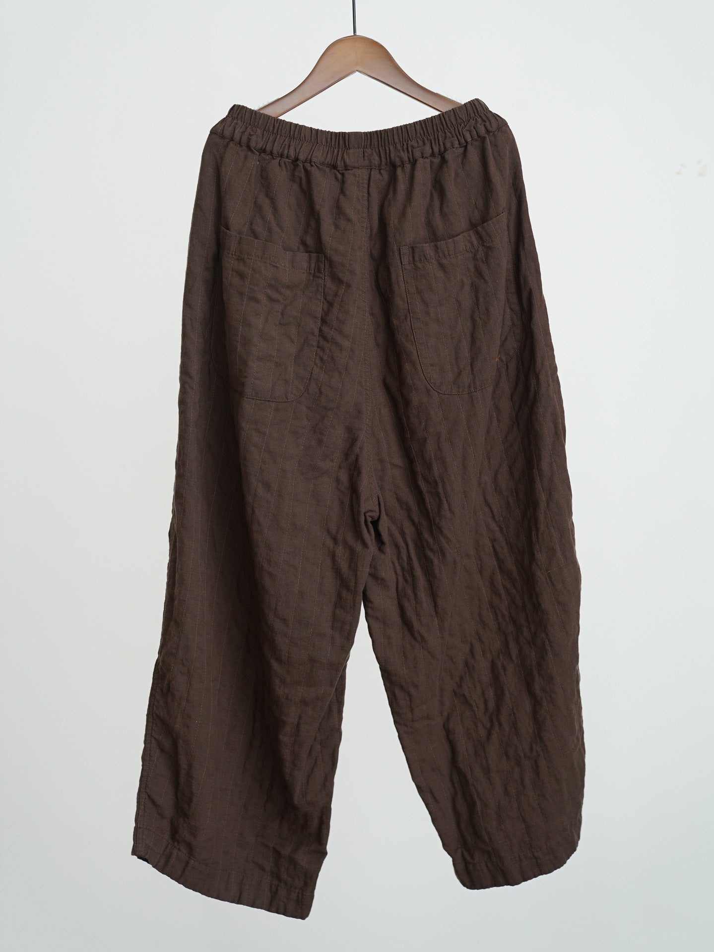 Washed Linen Long Pants in Dark Brown