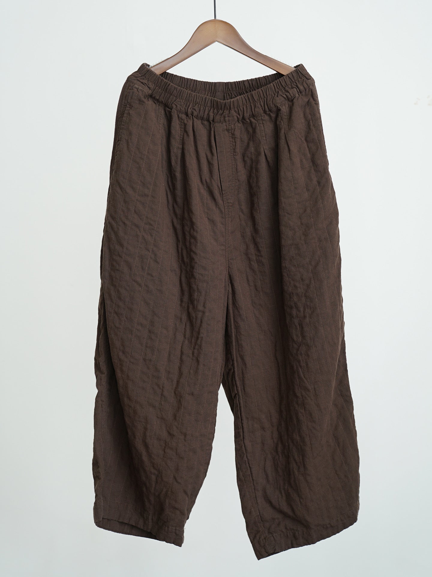 Washed Linen Long Pants in Dark Brown