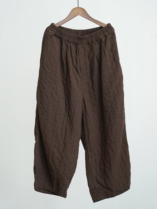Washed Linen Long Pants in Dark Brown