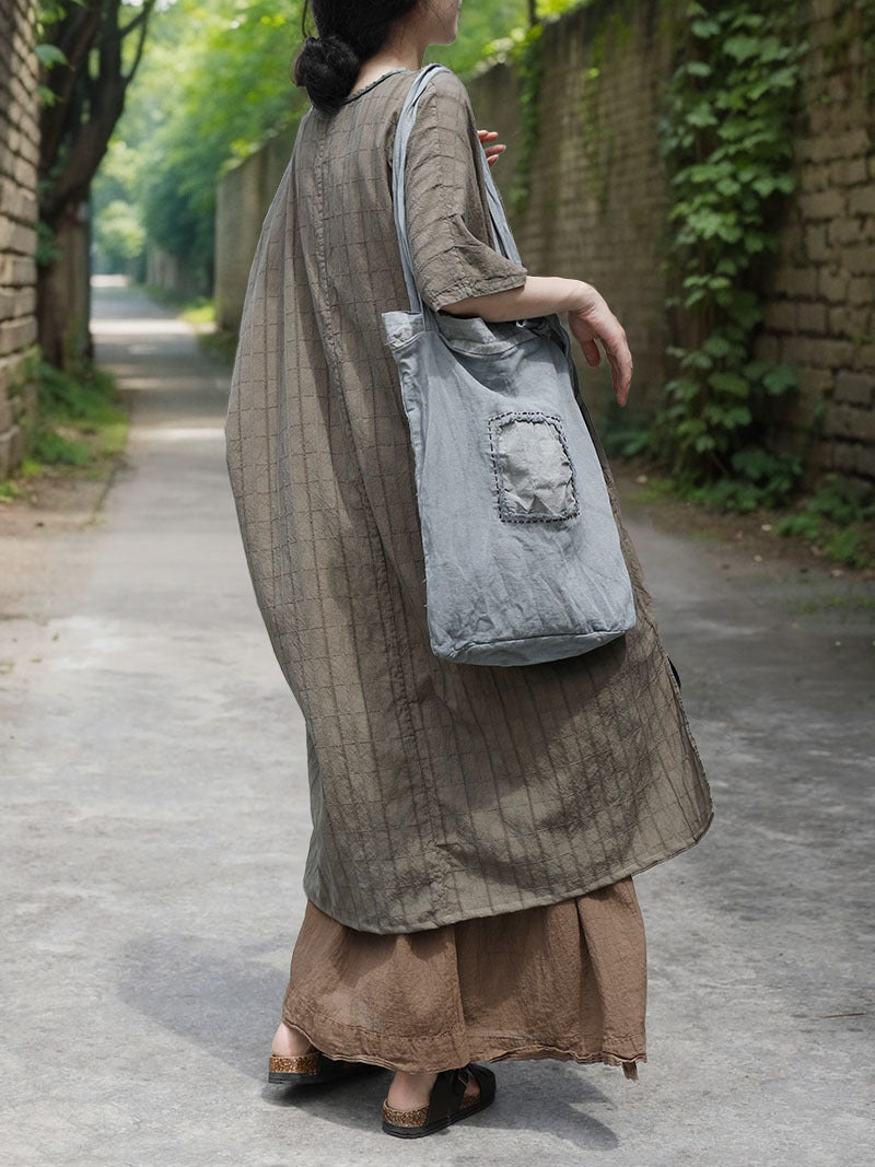 Zen Style Cheongsam Maxi Dress in Khaki