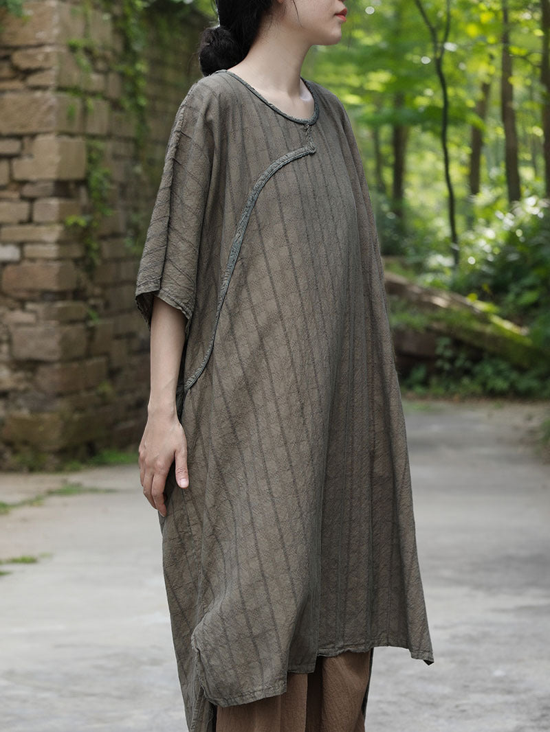 Zen Style Cheongsam Maxi Dress in Khaki